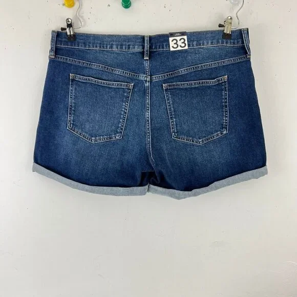Gap Denim Jean Rolled Hem Shorts Size 16/33 Mid Rise 5inch Inseam - Picture 2 of 9